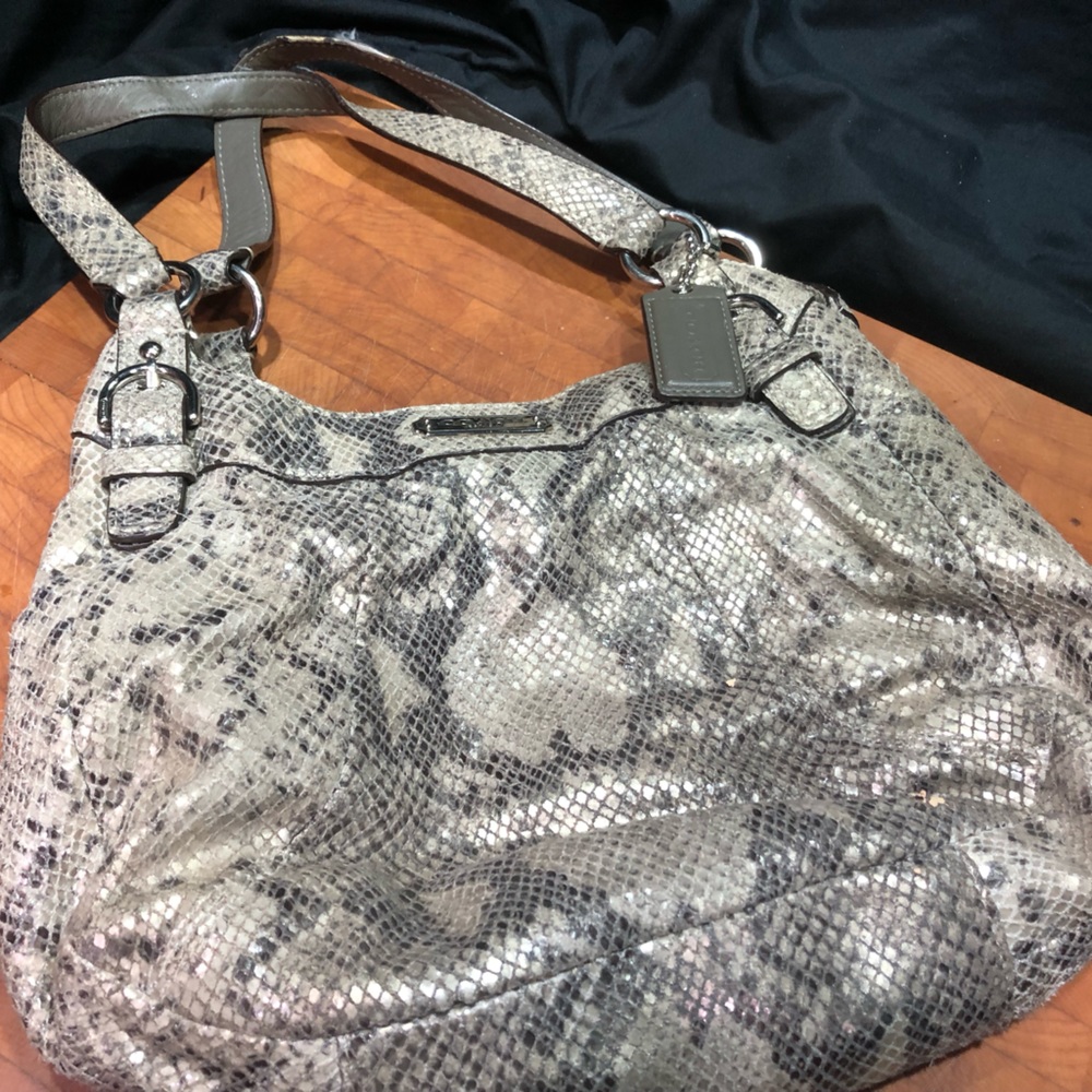 COACH Faux Snake Skin Shoulder Bag